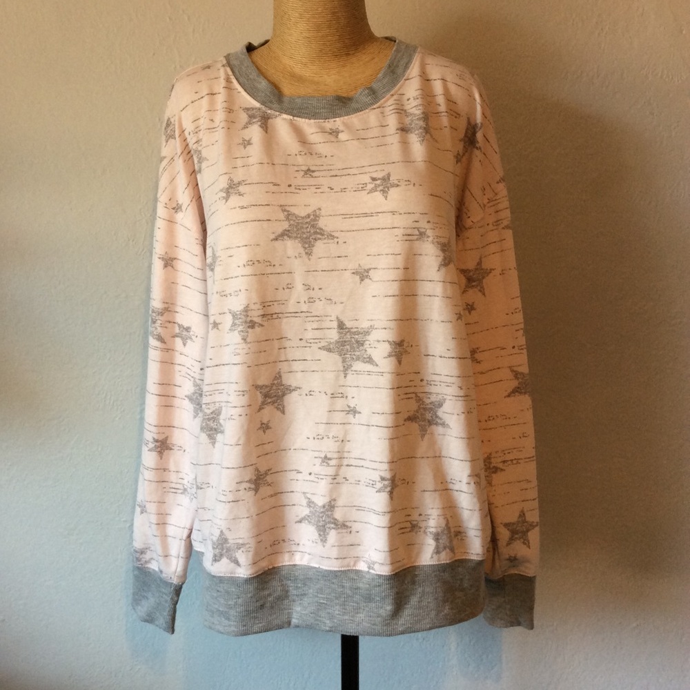 Splendid Pink/Gray Stars Sleep (PJ) Sweatshirt SzM